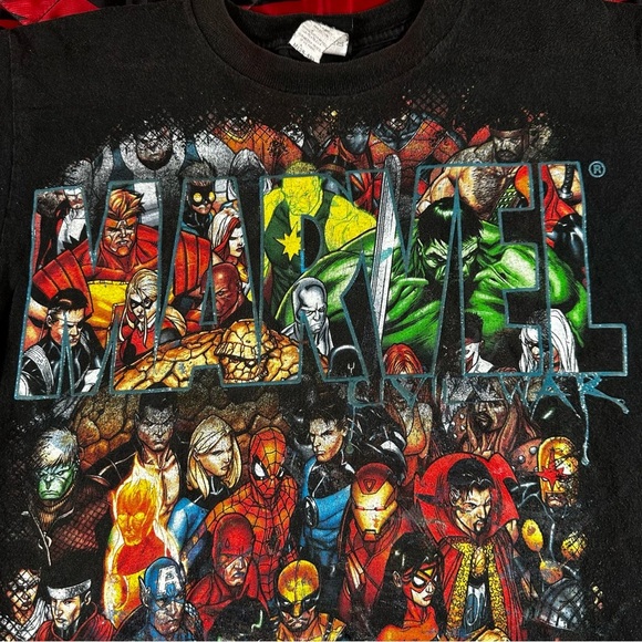 Vintage Y2K Marvel Character Shirt Iron Man Spider Man Ghost Rider Comic Line Up - Picture 4 of 14